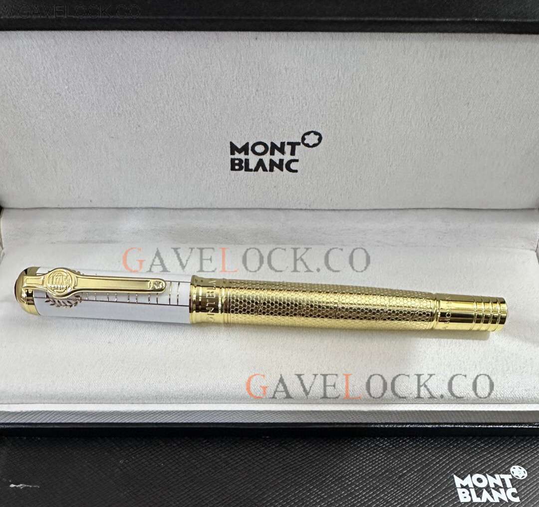 Replica Montblanc Muhammad Ali Gold Barrel White Cap Rollerball Pen